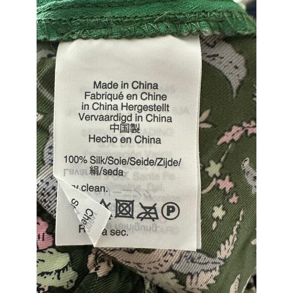 J. CREW Collection Pull-On Silk Twill Pant Green Ivy Shale Leopard Cat Preppy 6 - Picture 7 of 7